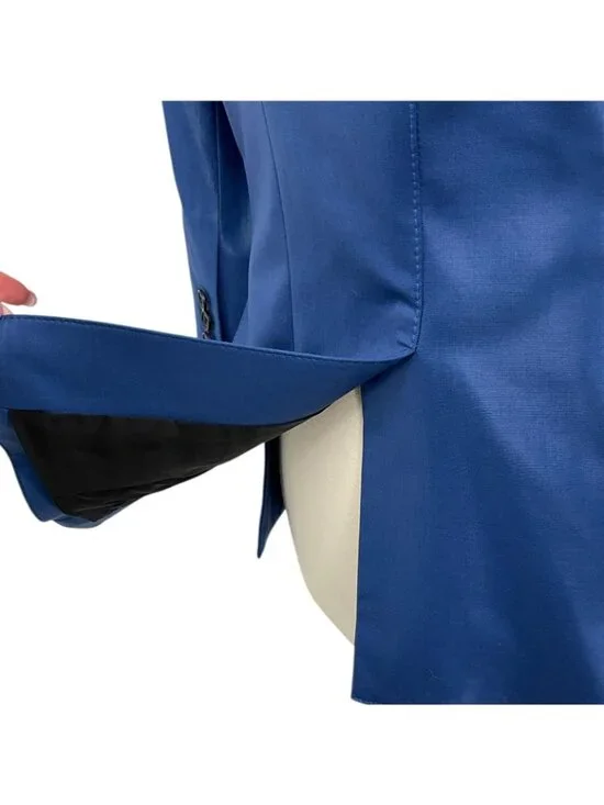 Smythe Hutton Blazer Womens 4 Blue Wool Shawl Lapel Tuxedo One Button Jacket - Picture 8 of 13